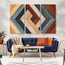 Geometric Wood Art Wall Decor Canvas Print, Rustic Wooden