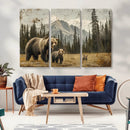 Rustic Grizzly 399 Bear Family Wall Art Canvas Print