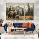 Rustic Grizzly 399 Bear Family Wall Art Canvas Print