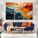 Blue Orange Abstract Wave Wall Art Canvas Print, Framed Blue