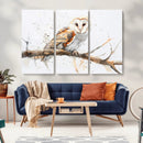 Barn Owl Wall Art on Branch | Stunning Canvas Print for