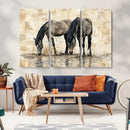Chinese Style Abstract Black Horses Wall Art Canvas Print - by MyGreatCanvas | Canvas Wall Art Prints | Photo Prints & Wall Decor