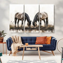Chines Ink Style Horses Wall Art Canvas Print