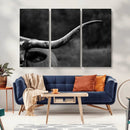 Cow Longhorn Wall Art | Black and White Print | Ready to by MyGreatCanvas | Canvas Wall Art Prints | Photo Prints & Wall Decor