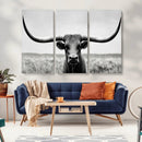 Longhorn Bull Canvas Print | Rustic Farmhouse Wall Art |