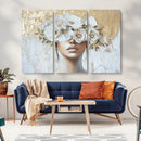 Golden Petal Wall Art - Canvas Print Flower Head Woman