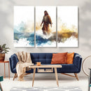 Watercolor Jesus Walking Wall Art Print, Jesus Water Canvas