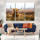 Scottish Highland Cow Canvas Wall Art – Rustic Farmhouse