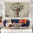 Abstract Floral Women Patel Wall Art Canvas Print