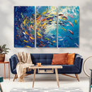 Colorful Swirling Fish School Wall Art Canvas Print |