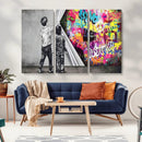 Banksy Print - Street Art Canvas Wall Art - Kids Revealing