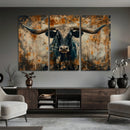 Longhorn Wall Art – Rustic Western Bull Canvas Print, Modern