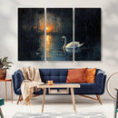 Abstract Swan on Water Wall Art Canvas Print - Elegant