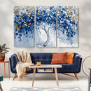 Blue and Gold Abstract Tree Wall Art Canvas Print | Modern