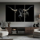 Texas Black Longhorn Bull Wall Art Canvas Print - Western by MyGreatCanvas | Canvas Wall Art Prints | Photo Prints & Wall Decor