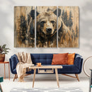 Majestic Grizzly 399 Bear Wall Art | 3-Panel Rustic Canvas