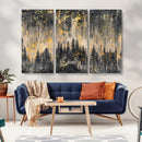 Golden Forest Abstract Wall Art | Dark Forest with Gold