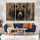 Rustic Grizzly 399 Wall Art | Triptych Canvas Print | Rustic
