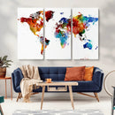 Colorful World Map Canvas Wall Art Print, Contemporary
