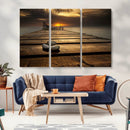 Stones on Wooden Pier at Sunset Canvas Print, Serene Coastal by MyGreatCanvas | Canvas Wall Art Prints | Photo Prints & Wall Decor