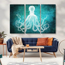Green Octopus Abstract Wall Art Canvas Print