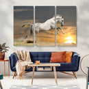 Large Wall Art Canvas Print – White Jumping Horse Sunset