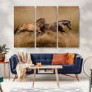Large Wall Art Canvas Print – Two Running Brown Horses