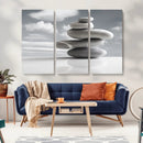 Still Life Black and White Zen Stones Wall Art Canvas,