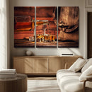 Whiskey and Cigar Canvas Wall Art | 3 Panel Bar Room Decor by MyGreatCanvas | Canvas Wall Art Prints | Photo Prints & Wall Decor