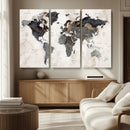 Abstract Map Printing - Modern World Map Canvas Wall Art for
