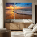 Sunset and Beach at Night Wall Art Canvas Print