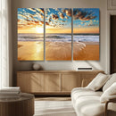 Golden Sunset Beach Print Canvas Wall Art, Giclee Canvas