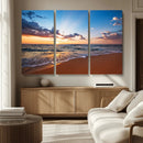 Serene Ocean Sunset Canvas Print, Golden Hour Beach Wall