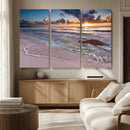 Sea Ocean Sunset Beach Wall Art Canvas Print