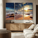 Golden Hour Beach Sunset Canvas Triptych, Ocean Waves and by MyGreatCanvas | Canvas Wall Art Prints | Photo Prints & Wall Decor