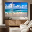 Tropical Beach 3-Panel Canvas Wall Art – Serene Ocean Waves