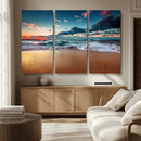 Sunset Ocean Beach Wall Art – Giclee Canvas Print, Coastal