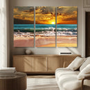 Golden Sunset Beach Canvas Wall Art – Triptych Seascape by MyGreatCanvas | Canvas Wall Art Prints | Photo Prints & Wall Decor