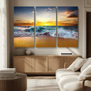 Golden Sunset Ocean Waves Wall Art Canvas Print – Multi