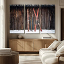 Vintage Ski Gear Canvas Print, Vintage Ski Gear Against