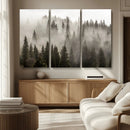 Foggy Mountain Wall Art | 3-Panel Foggy Forest and Mountain