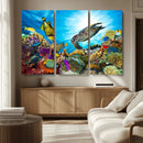 Aquatic Life Sea Turtles Fish Wall Art Canvas Print