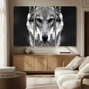 Black and White Wild Wolf Wall Art Canvas Print