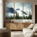 Mountain Mist Canvas Wall Art Print | 3-Panel Foggy Forest
