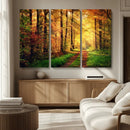 Sunlight Through Trees Wall Art Canvas Print - Autumn Forest