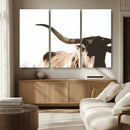 Texas Longhorn Wall Art Canvas Print | 3-Panel Large