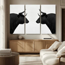 Spanish Bull Art - Framed Black and White Bull Canvas Print