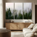 Misty Pine Forest Wall Art Canvas Print | 3 Panel Green by MyGreatCanvas | Canvas Wall Art Prints | Photo Prints & Wall Decor