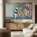 Banksy Colorful Street Graffiti Canvas Wall Art Print, by MyGreatCanvas | Canvas Wall Art Prints | Photo Prints & Wall Decor