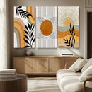 Modern Boho Sun and Leaf Abstract Art – 3-Panel Giclée